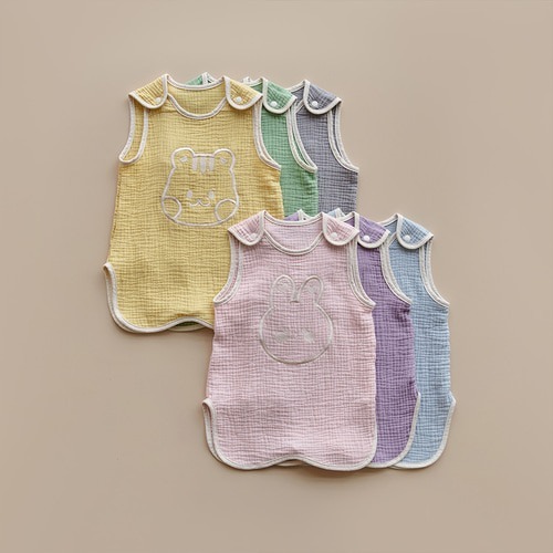 DTD七彩棉花糖系列-大圓臉3重棉紗睡眠馬甲(追加6種新色)