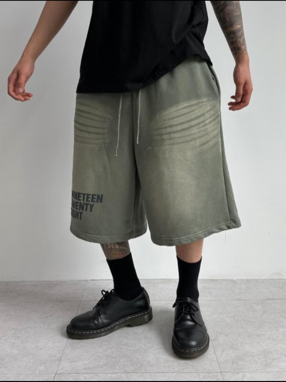 仿洗泣英文字短褲 P3096