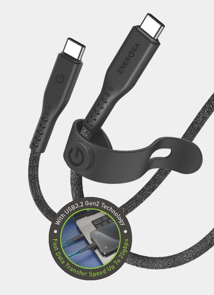 ENERGEA Flow USB-C to USB-C 5A PD240W USB3.2 Gen2 20Gbps 麻紡布料快充傳輸線