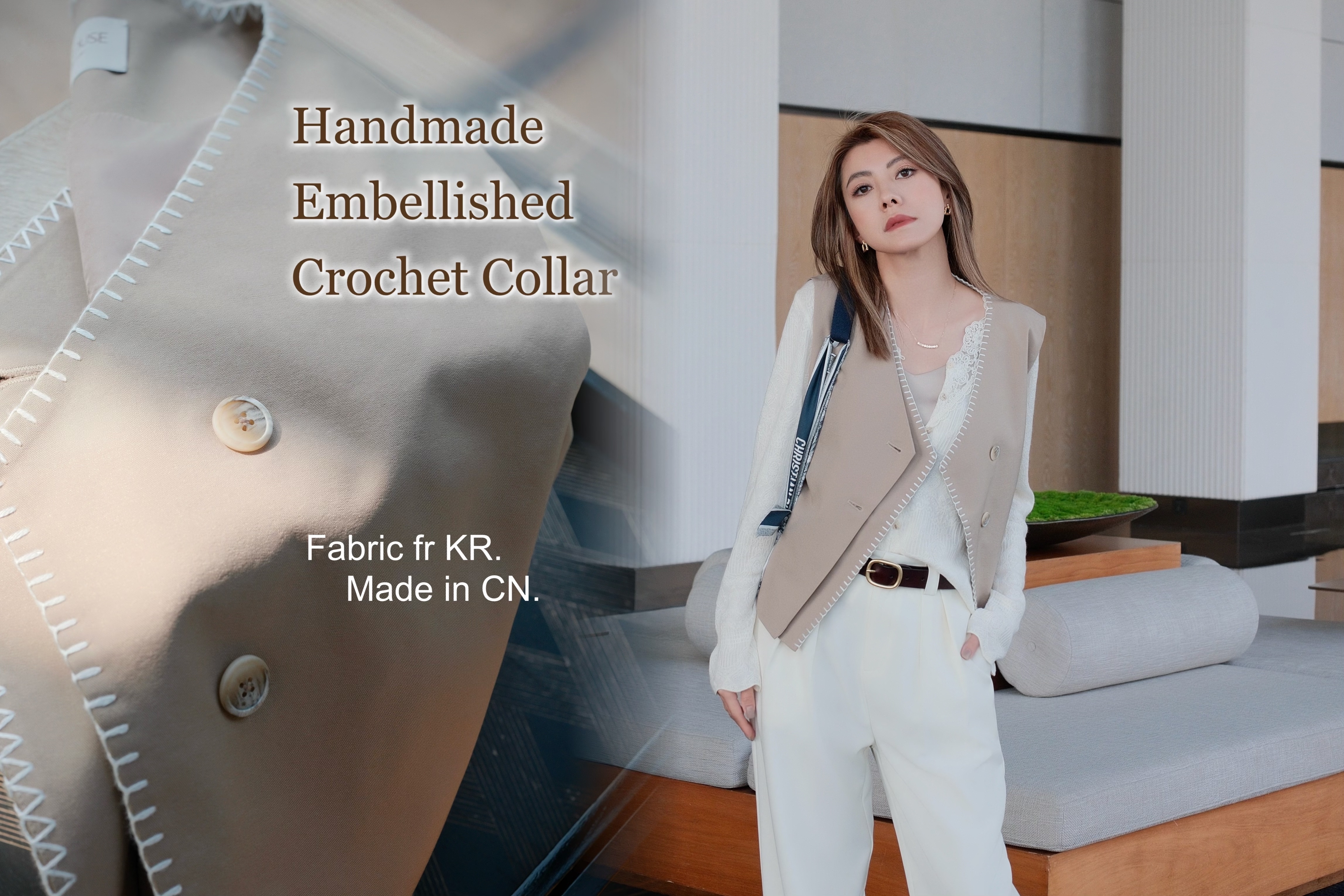 Embellished Crochet Collar Blazer Vest_BZ253L11