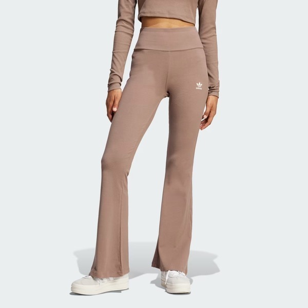 Adidas ESS FL Leggings JC9023 女 喇叭褲 長褲 緊身 休閒 復古 流行 奶茶