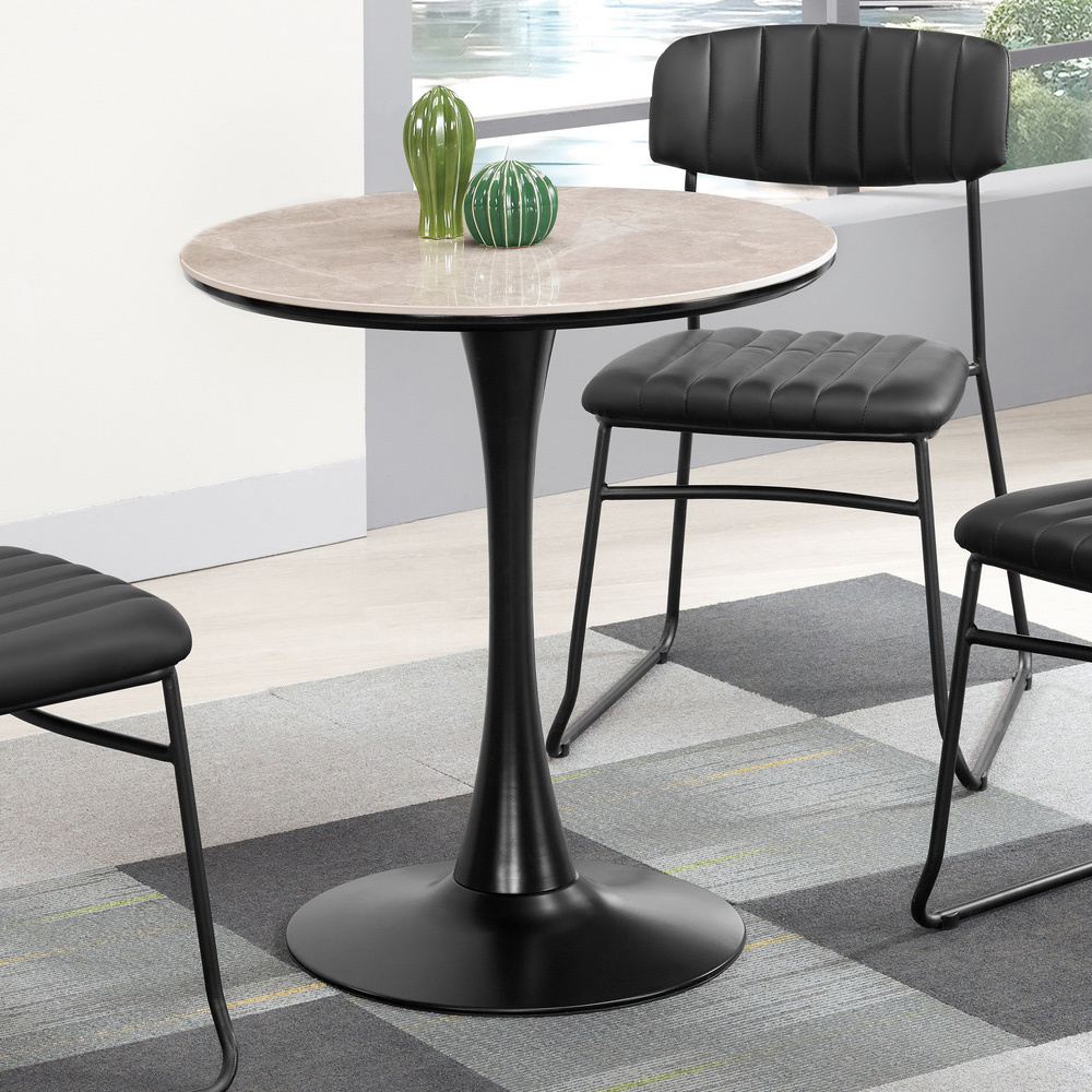 森比2.3尺工業風岩板圓型餐桌/小圓桌/休閒桌/商業洽談桌