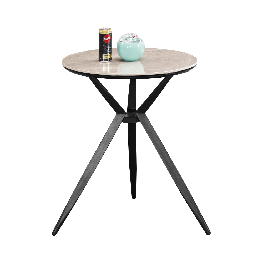 艾恩2尺工業風岩板圓型餐桌/小圓桌/休閒桌/商業洽談桌