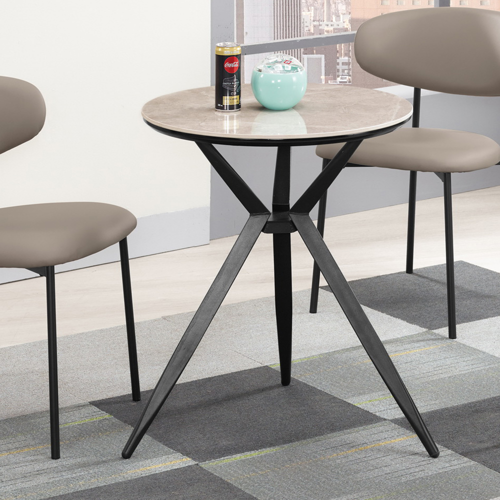 艾恩2尺工業風岩板圓型餐桌/小圓桌/休閒桌/商業洽談桌