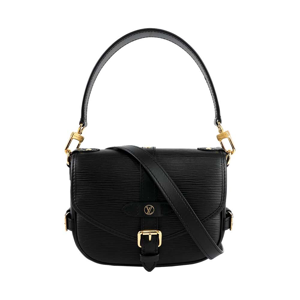 【Louis Vuitton】Saumur Epi 牛皮手提/斜背二用馬鞍包(黑色)