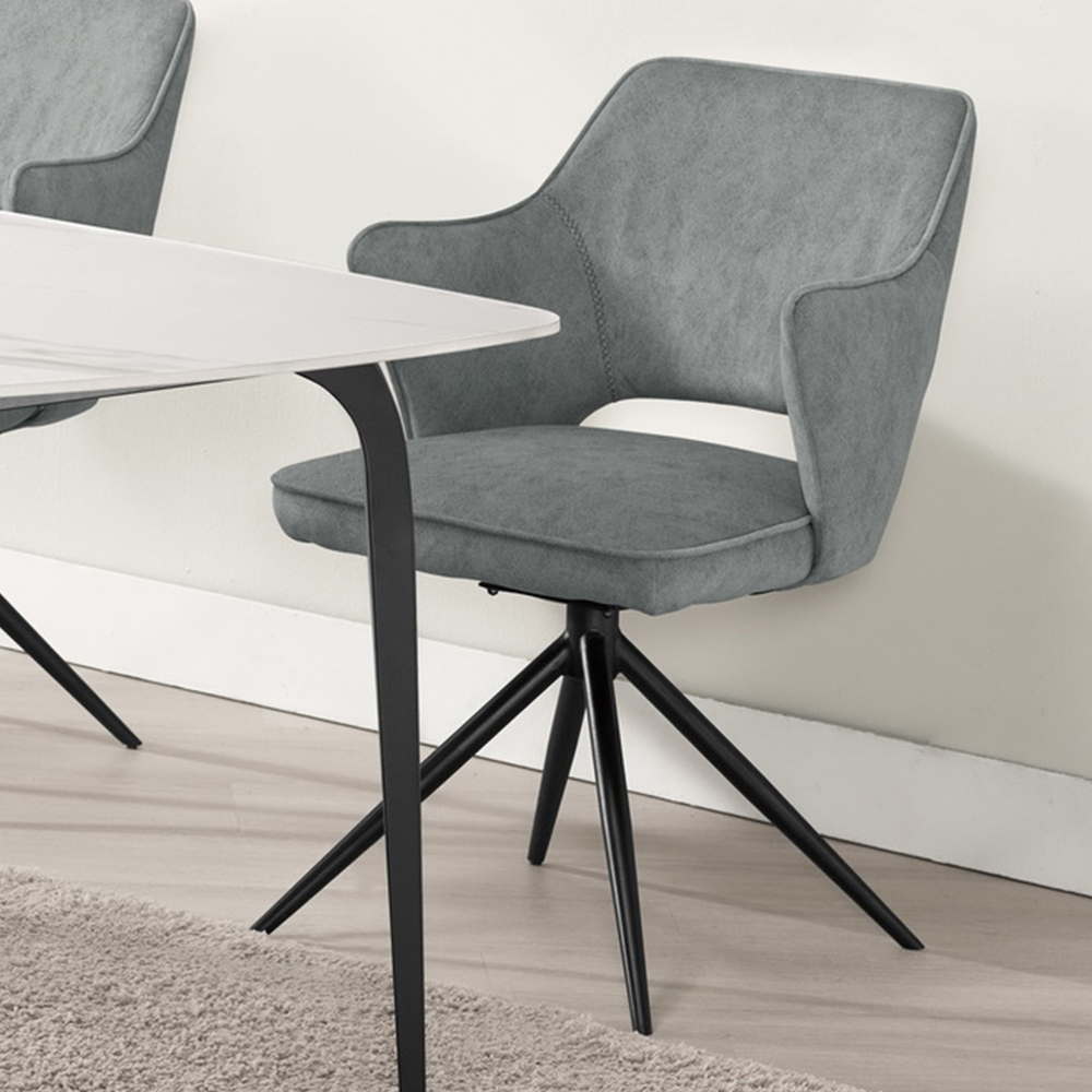 麥瑞灰色貓抓布旋轉休閒扶手餐椅/單椅/休閒椅/洽談椅/商業椅