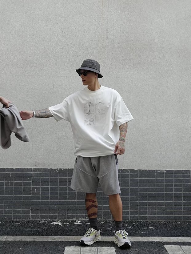 #預購 Shadow by unbent 幾何 印花 抗菌 寬鬆 純棉短踢 兩色