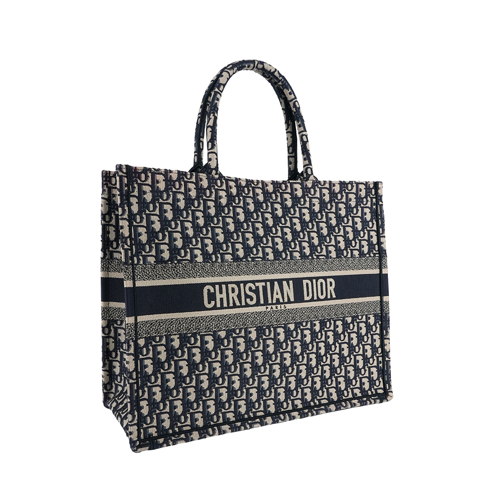 【CHRISTIAN DIOR】經典Oblique Book Tote 帆布老花購物/托特包