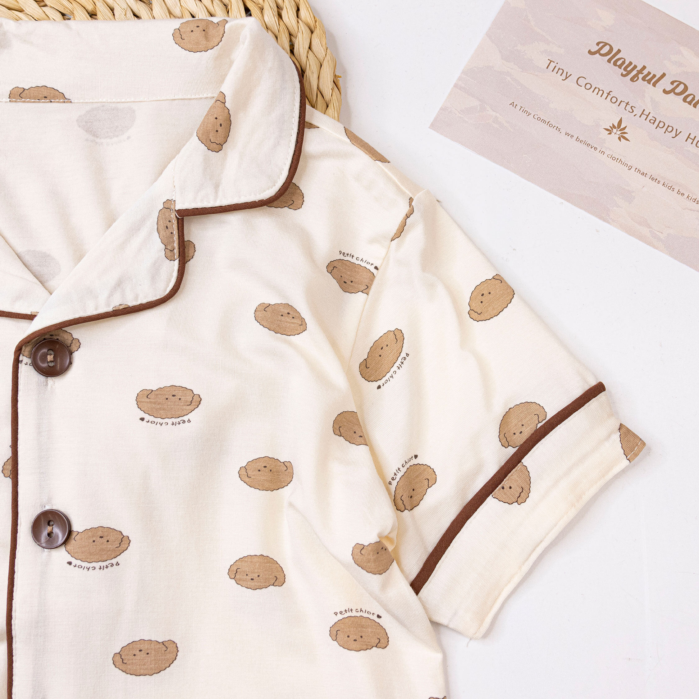 【JL0233】童趣狗狗滿版印花翻領睡衣套裝