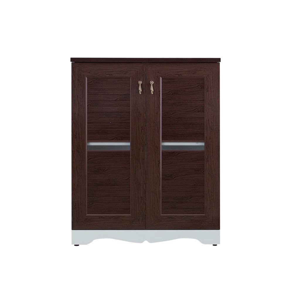 南亞塑鋼-美式鄉村風2.7尺二開門橫飾條線板造型鞋櫃