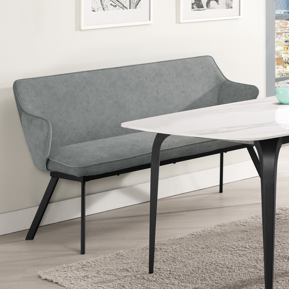 麥瑞灰色貓抓布休閒扶手餐椅/雙人椅/二人座長椅