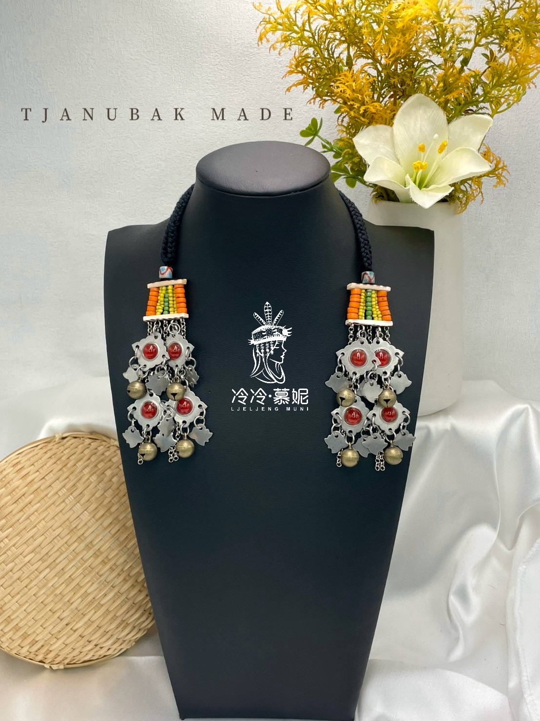 W-No.68傳統花珠少女耳掛10cm