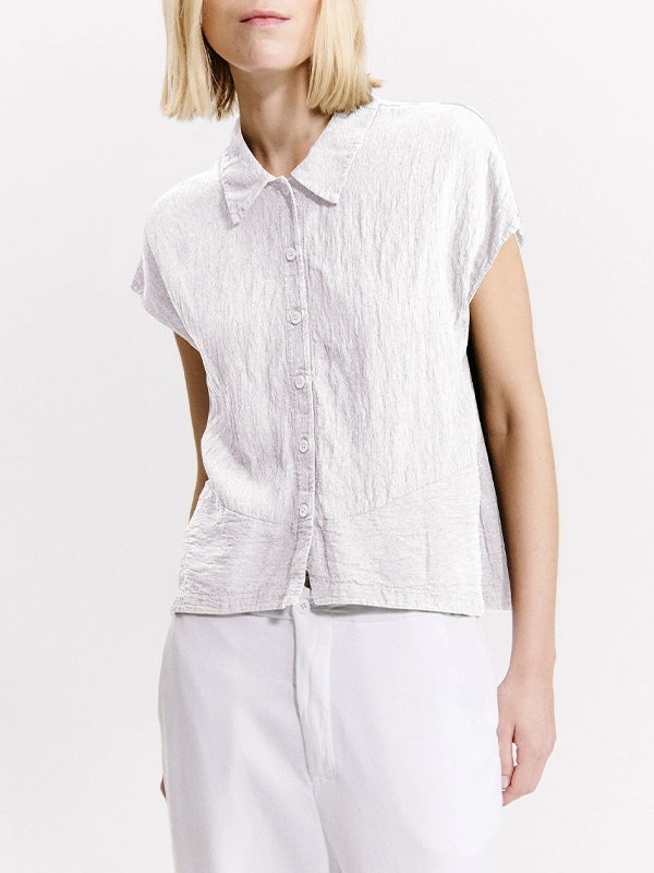 TRANSIT 拼接排釦落肩上衣(白)