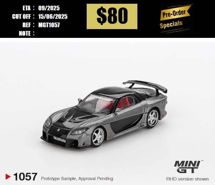 PO-$80 * MINI GT * 1:64 #1057 Mazda RX-7 VeilSide Fortune Grey RHD [OD02/06]