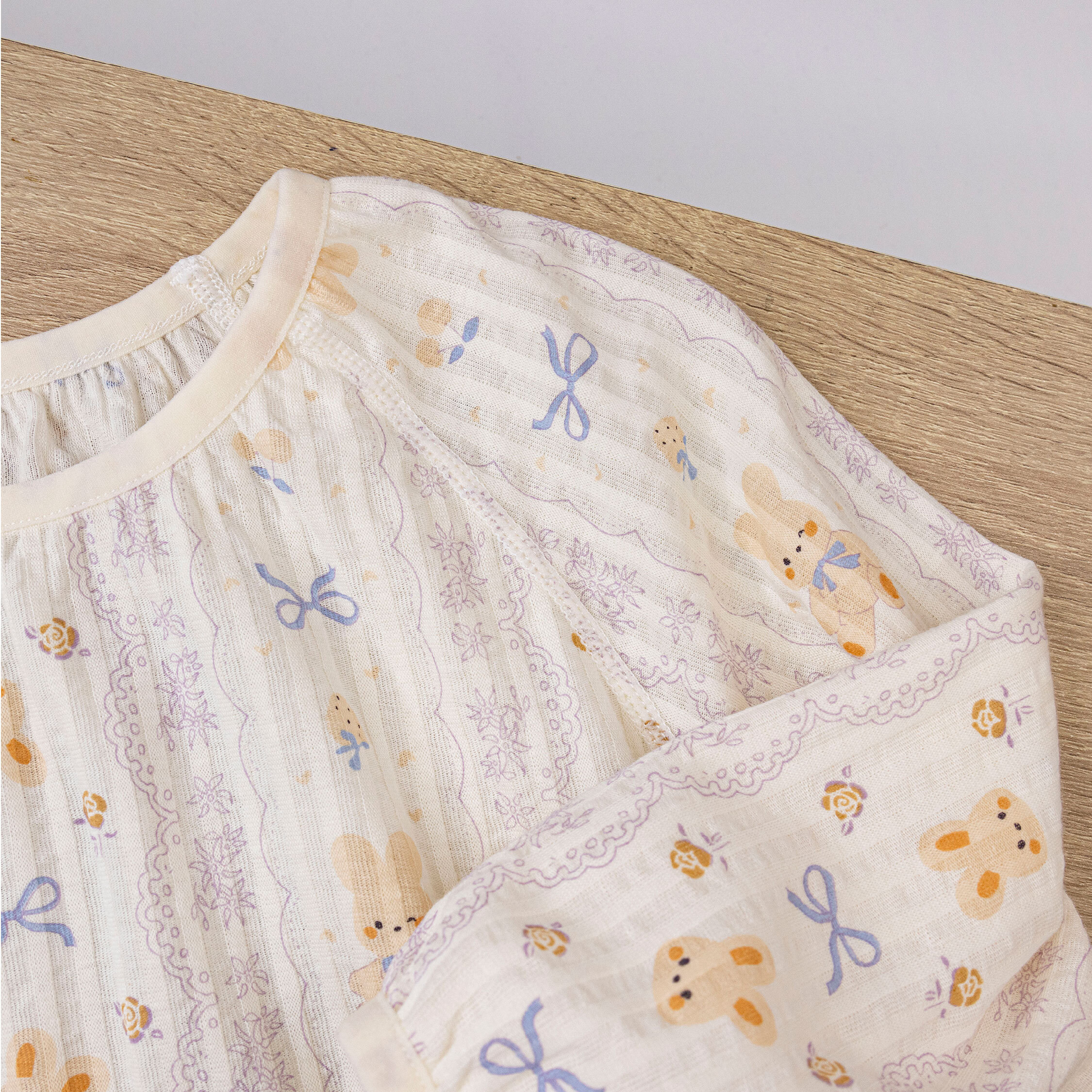 【JL0237】萌趣兔兔花朵蝴蝶結棉質睡衣套裝