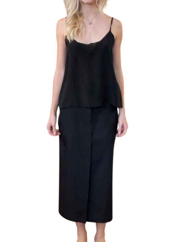 TELA 細帶拼接背心(黑)