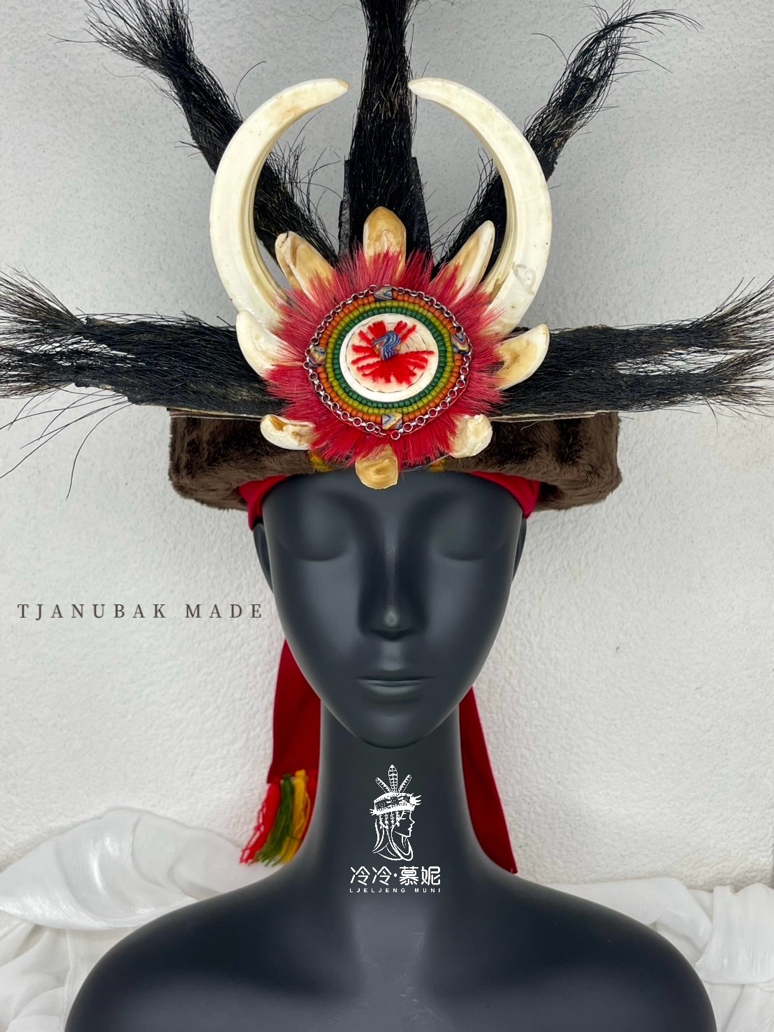 W-No.4傳統花珠大山豬真牙頭飾