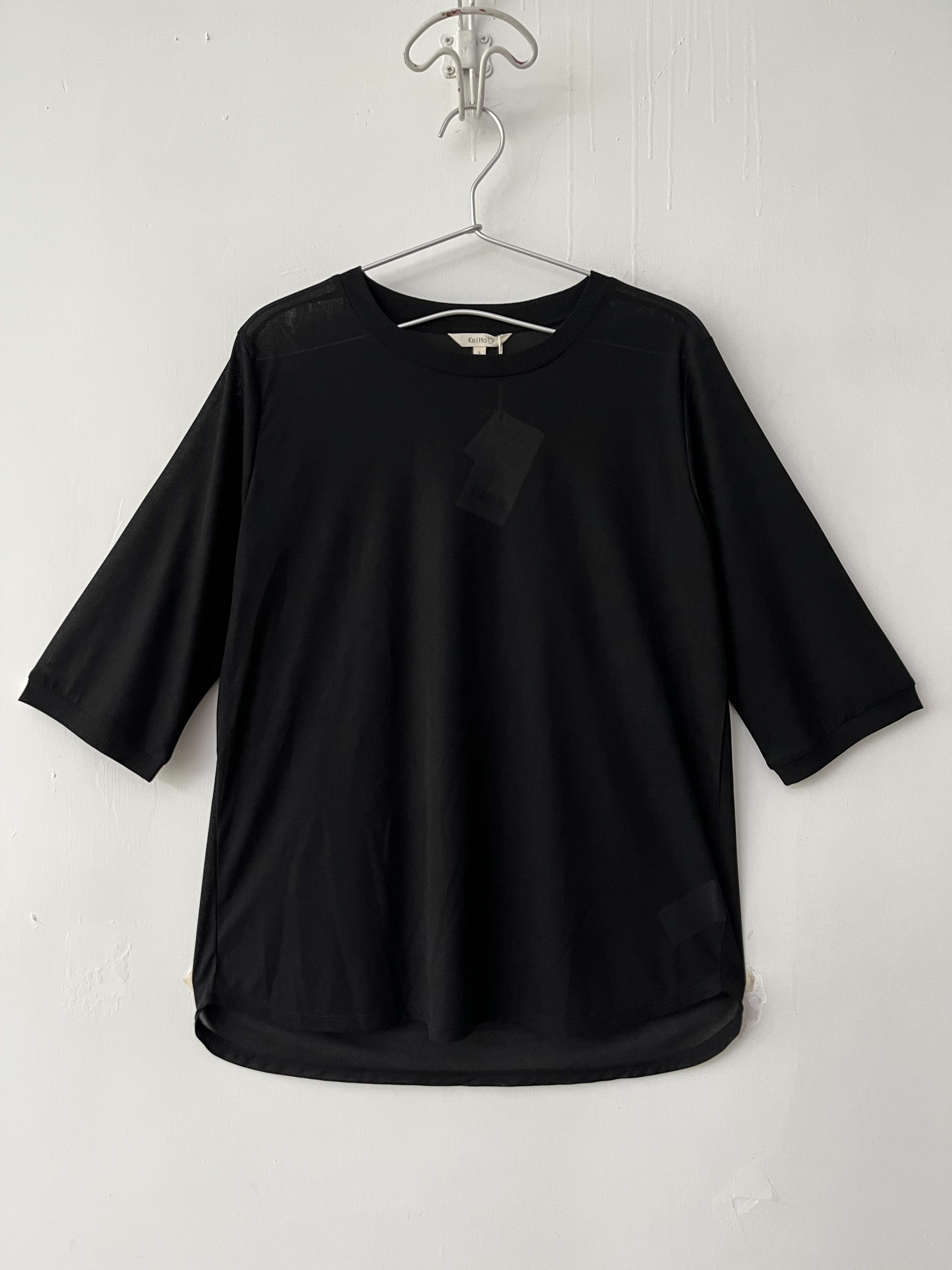 黑色see through top