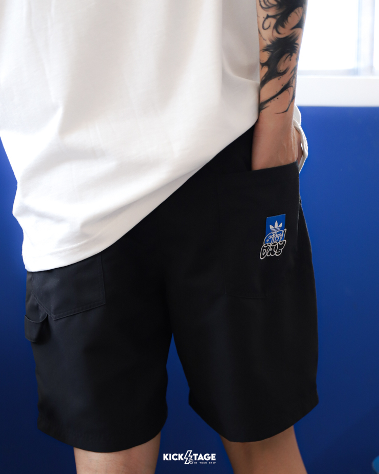 男款 ADIDAS CS SHORTS 黑 三葉草 抽繩 腰帶 休閒 運動短褲【JN1667】