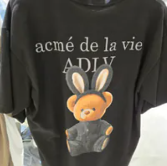 [S] ADLV BLACK RABBIT BEAR DOLL LOGO SHORT SLEEVE T-SHIRT, ADLV-24SS-SSLRBR-BLK (SAV432)