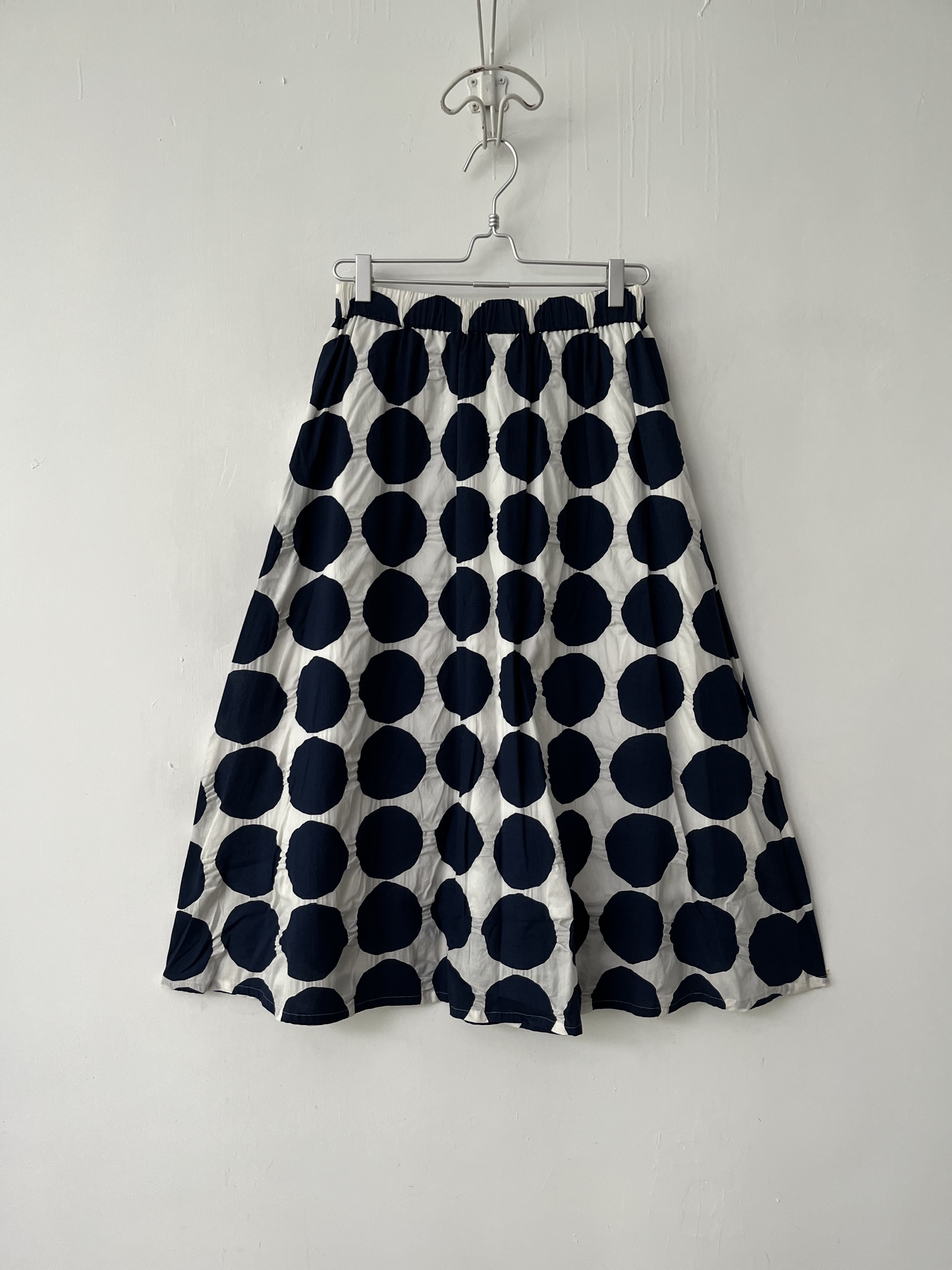 日本製白色藍波點裙