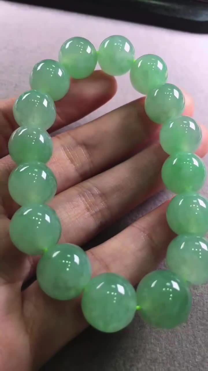 翡翠手串 (12.8mm直徑),天然翡翠A玉, 緬甸玉, Jade, Jadeite