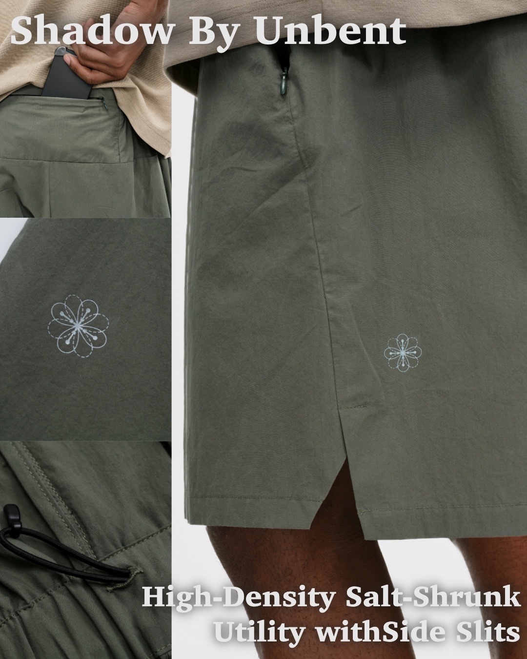 #預購 Shadow by unbent 進口 高支鹽縮 切割開岔 多功能短褲 兩色