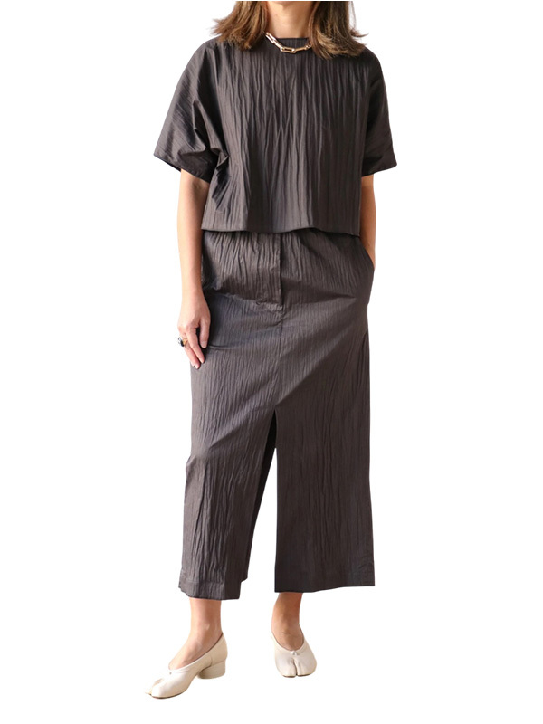 TELA  雙腰頭長窄裙(黑)