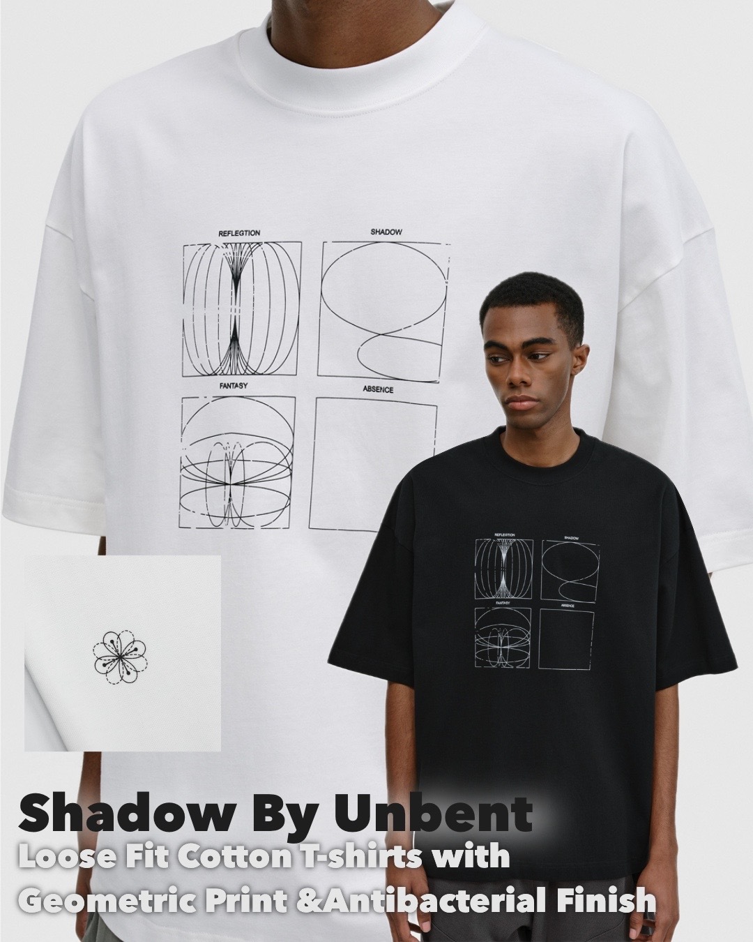 #預購 Shadow by unbent 幾何 印花 抗菌 寬鬆 純棉短踢 兩色