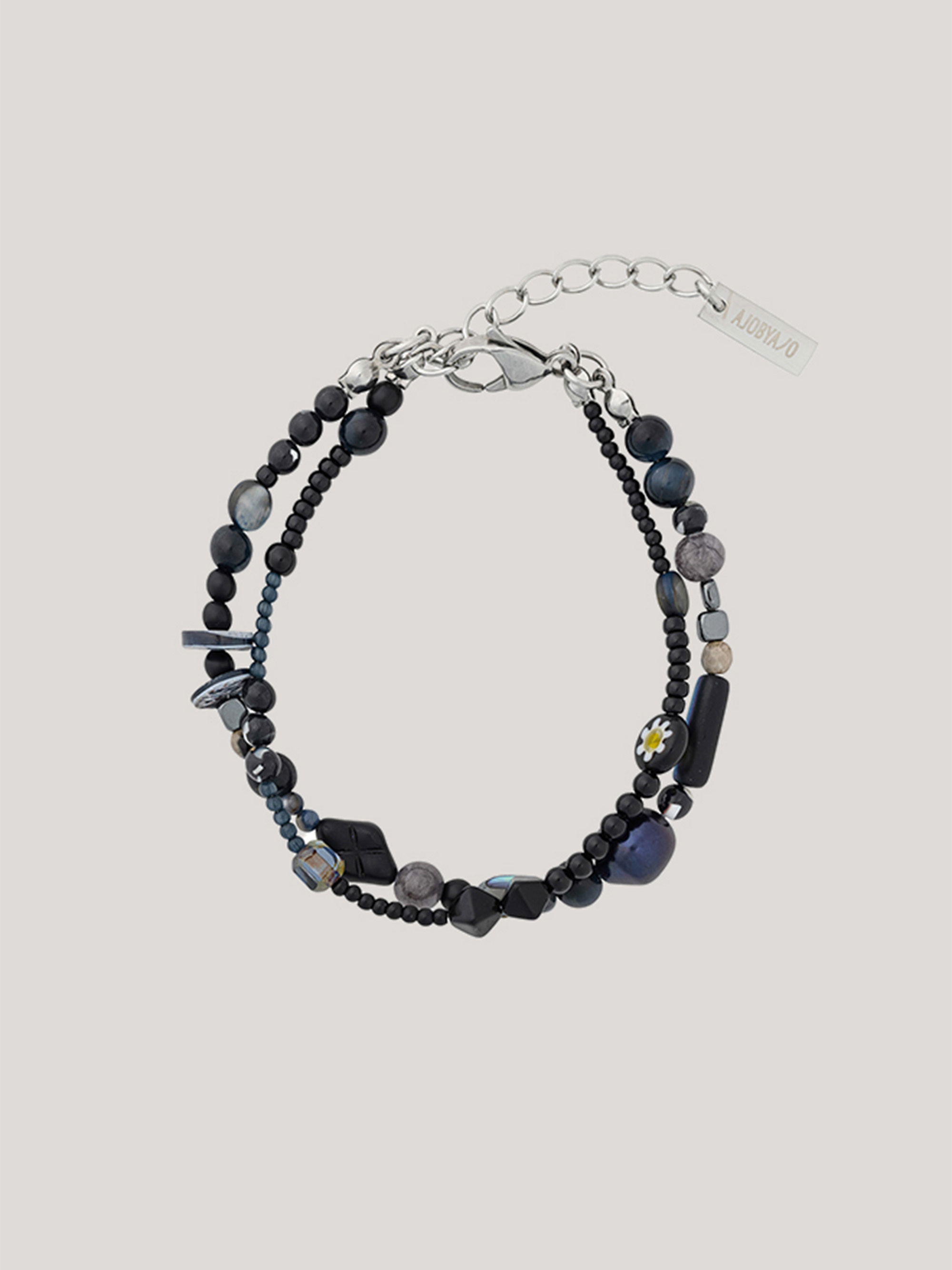 AJOBYAJO BLACK LIGHT BEADS LAYERED BRACELET 手鍊