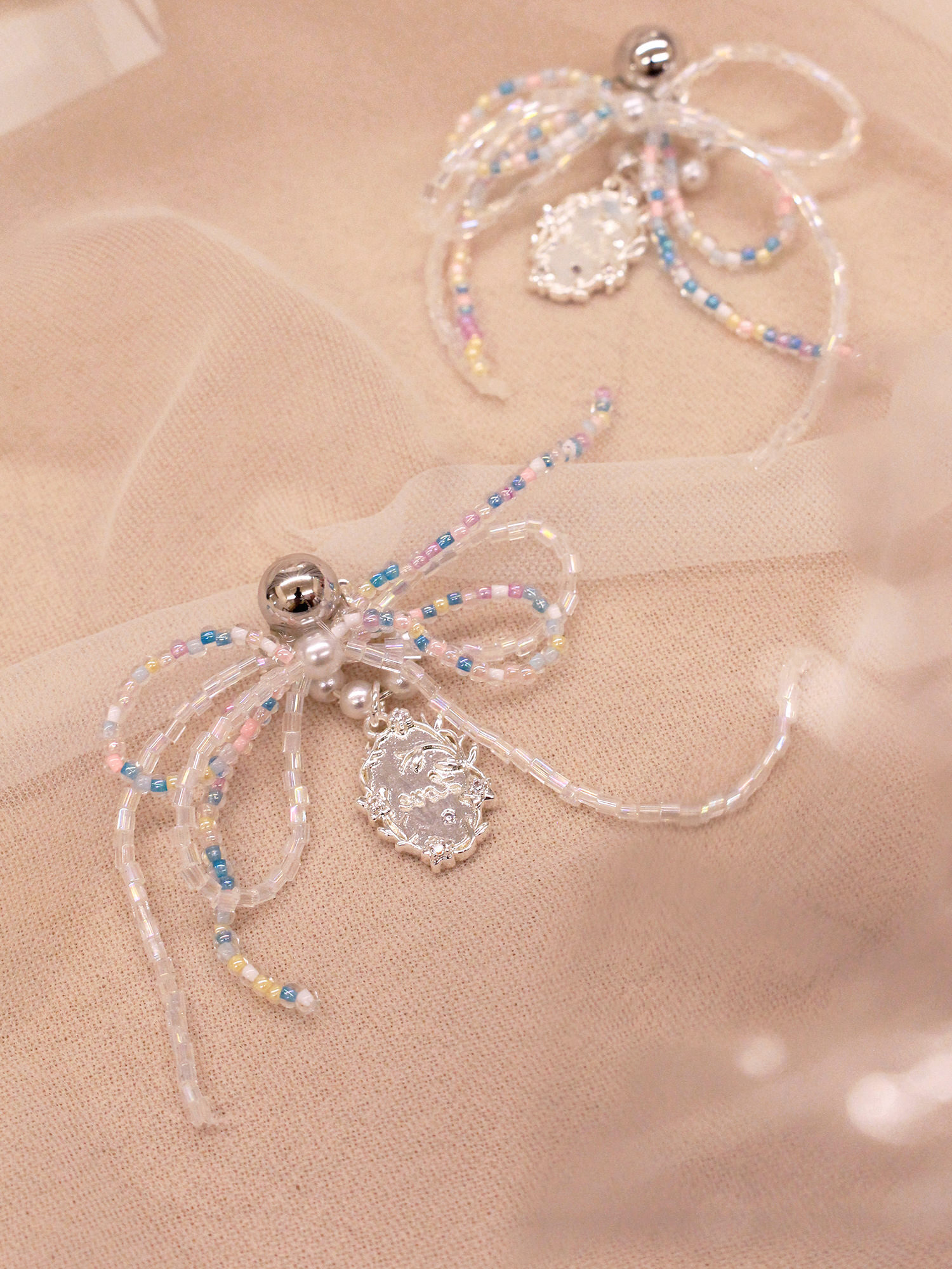 情歌播放。(2way)MUCHAT手作彩色蝶結花圈耳環