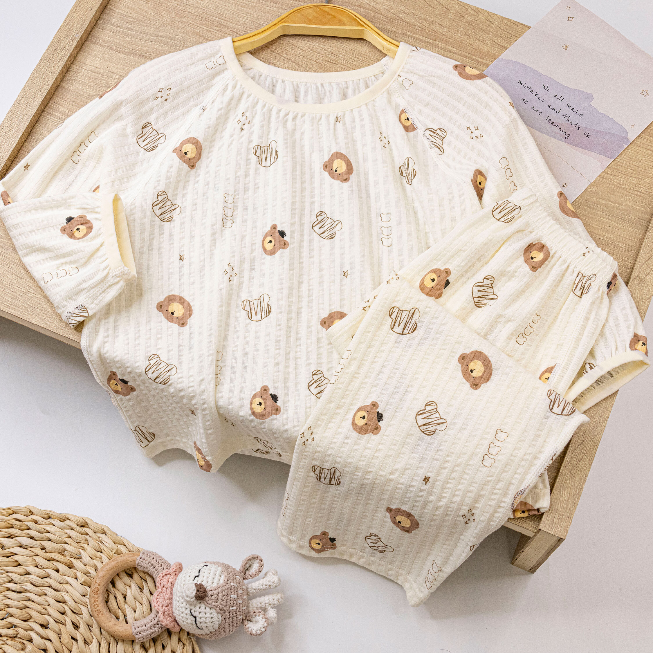 【JL0238】童趣滿版小熊棉質睡衣套裝