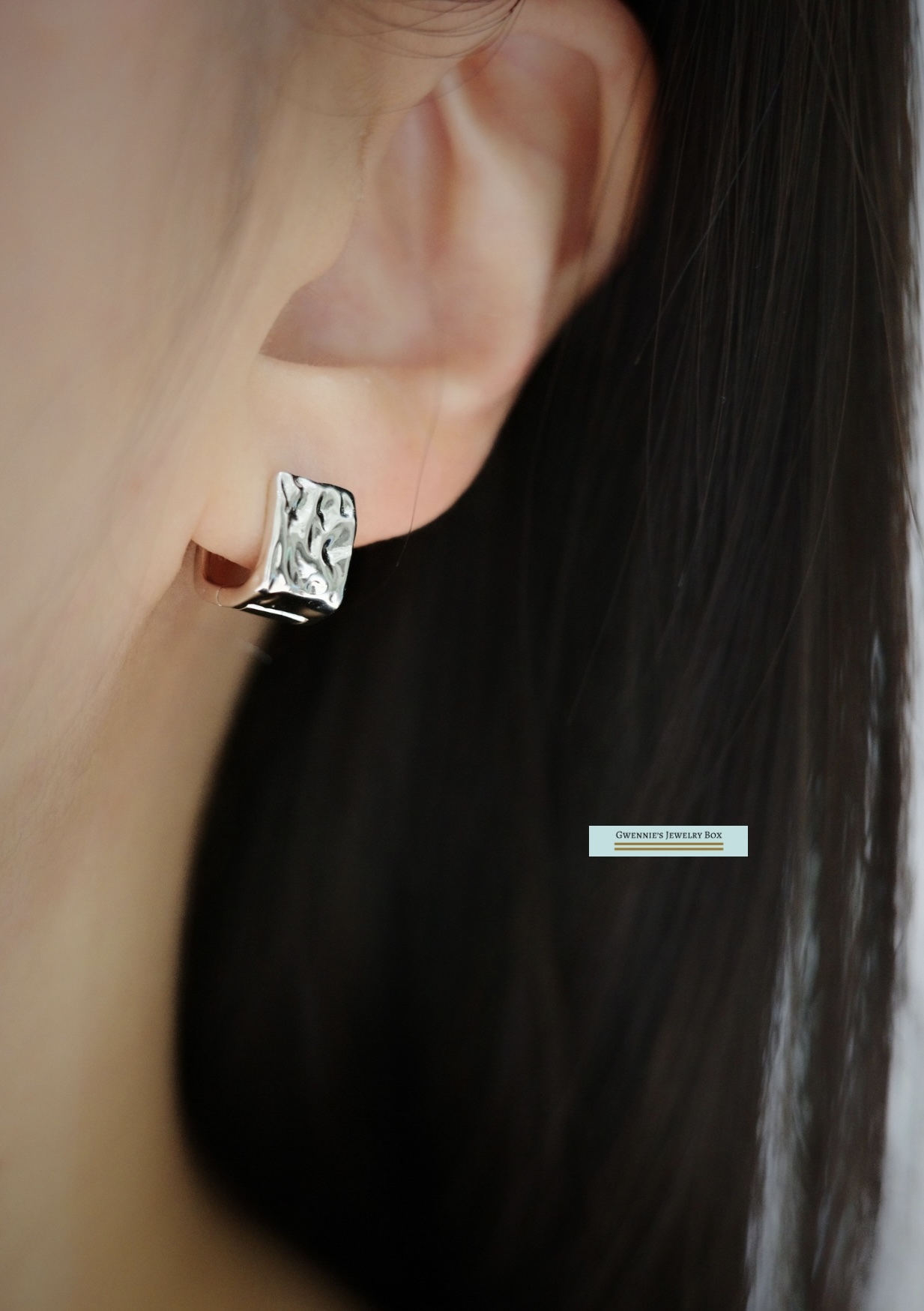 【流光方境】方形環狀耳釦