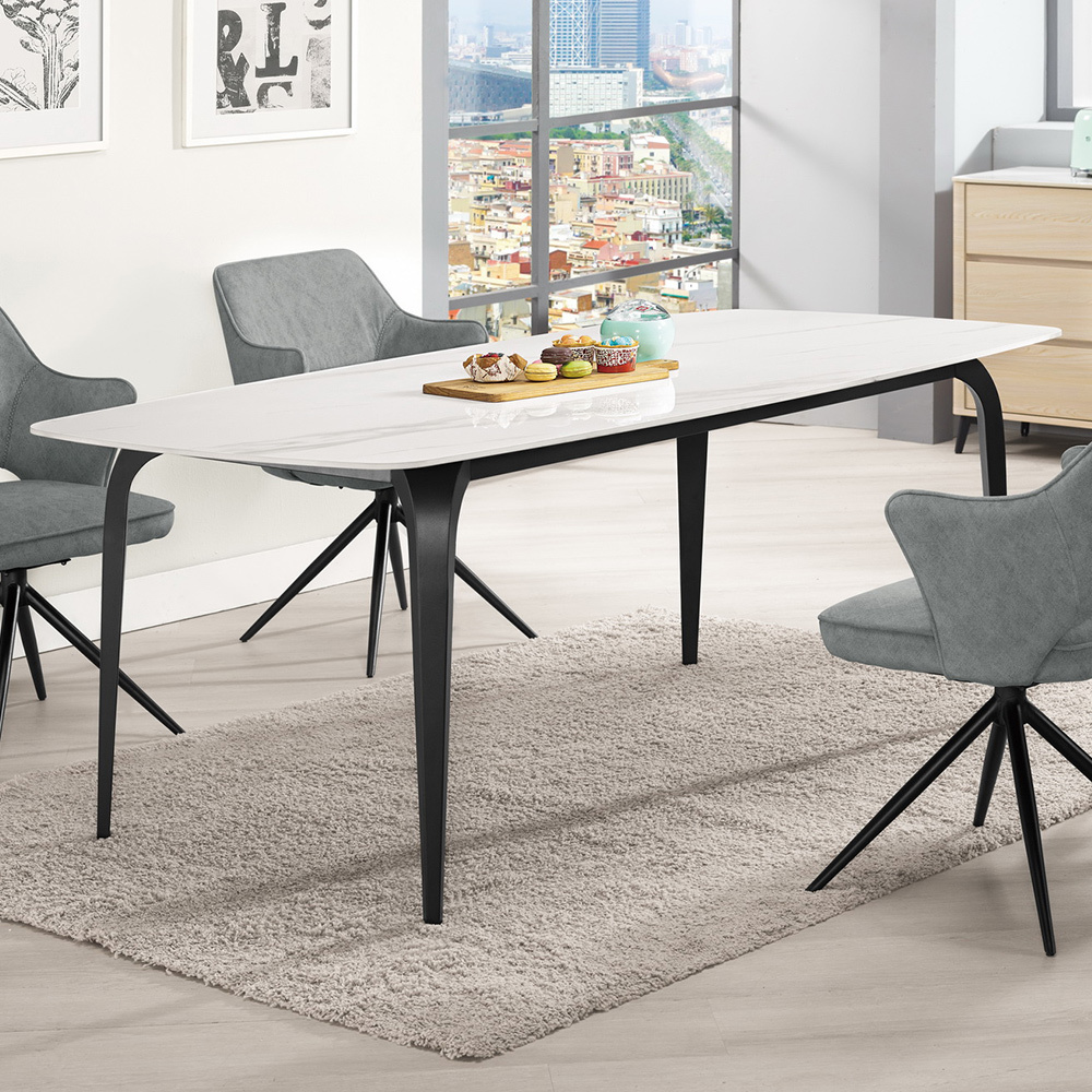 麥瑞6尺工業風岩板餐桌/休閒工作桌/長桌/會議桌