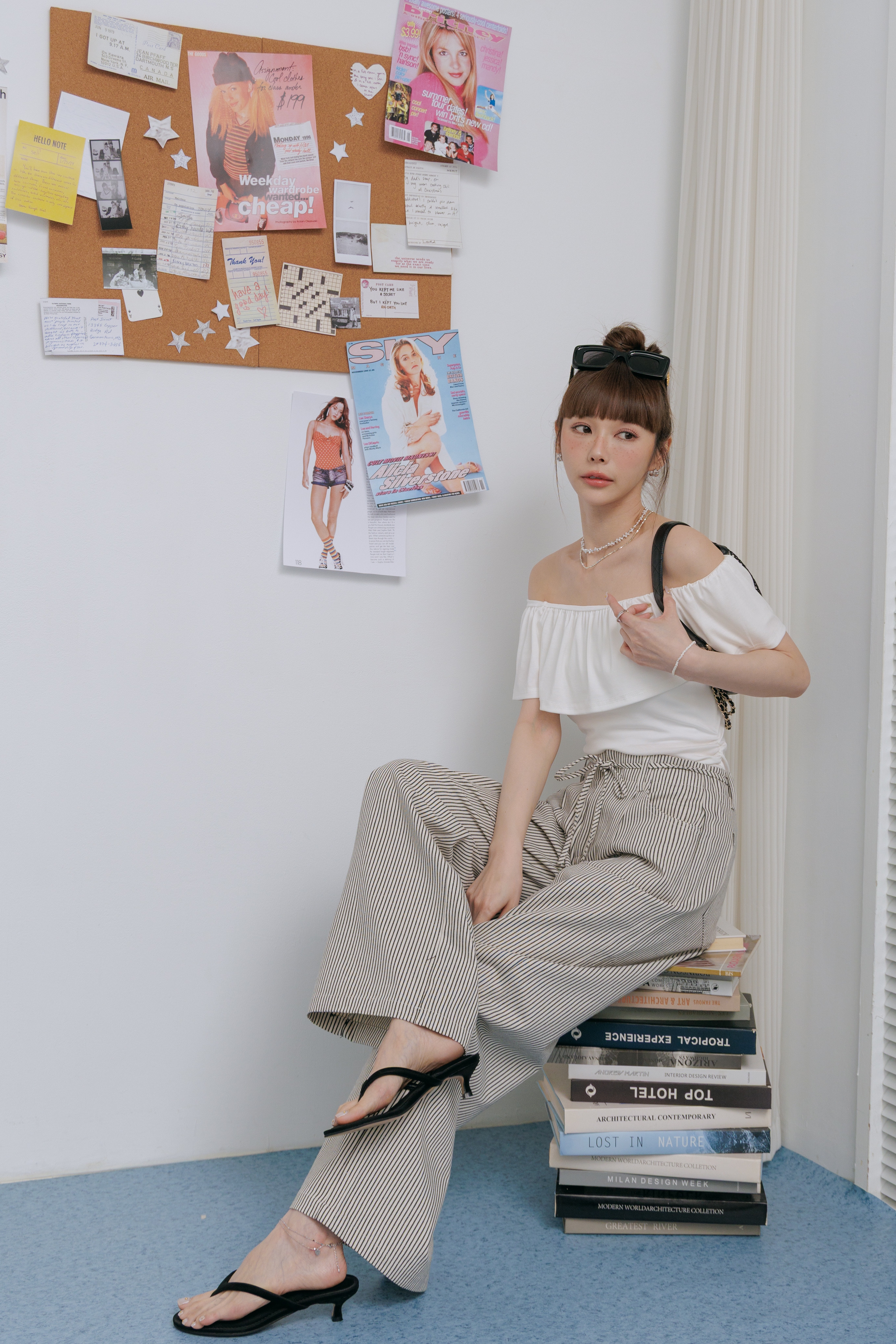 (現貨) 多way側抓皺荷葉上衣 I51