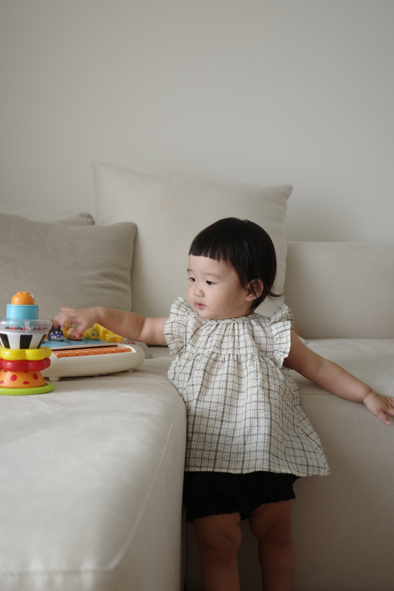 S(65-75cm)現貨｜簡約格紋南瓜褲套裝SET