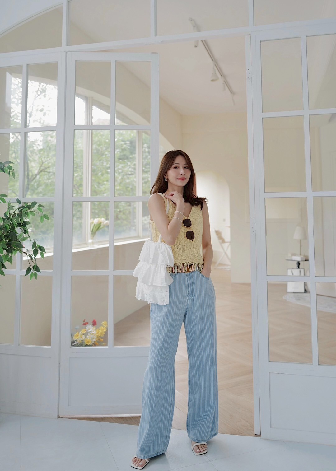 (現貨) 軟料條紋寬褲 GE01