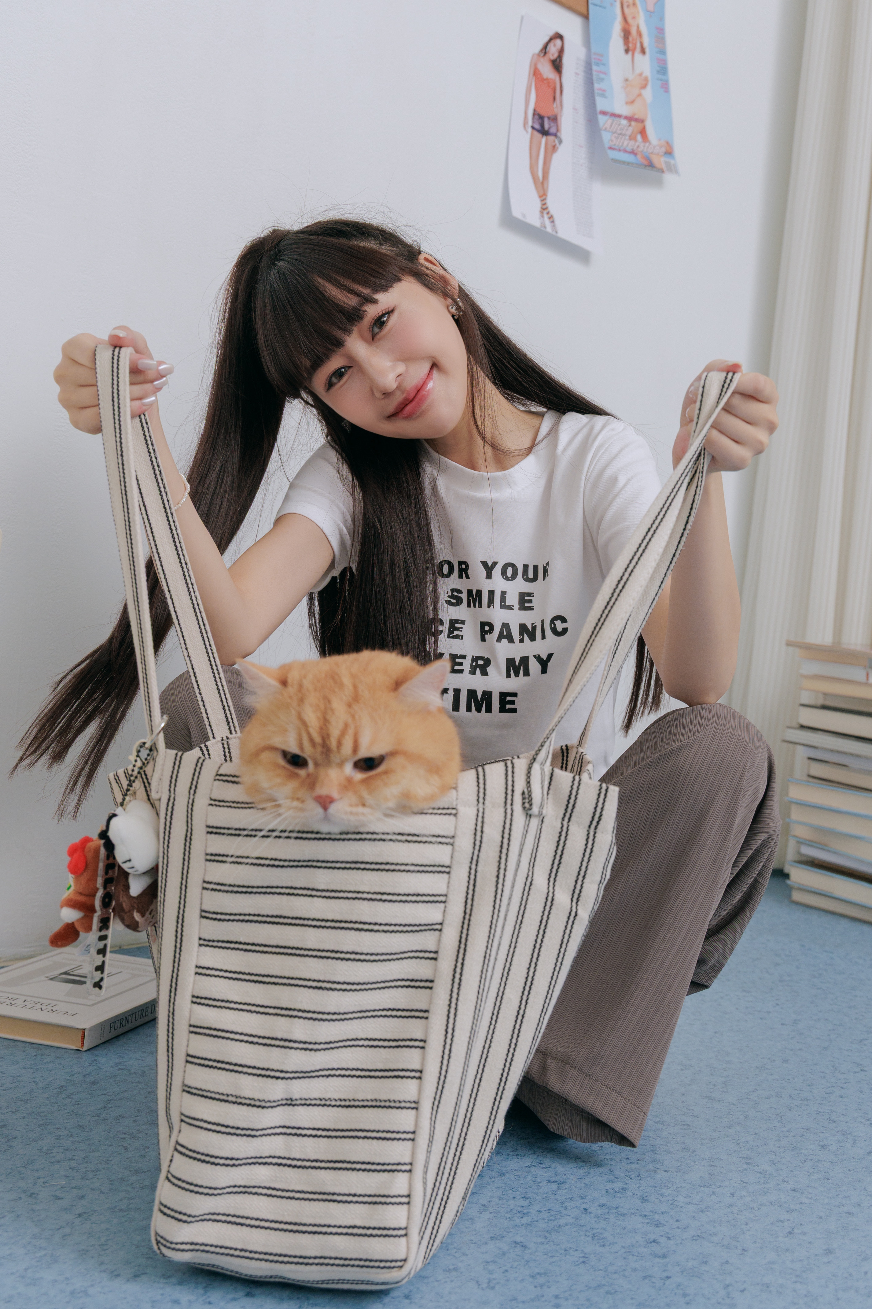 (現貨) 最實用條紋帆布包 I50 #不含掛飾#不含貓