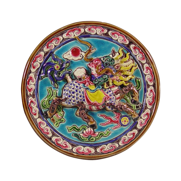 鹿港窯禮品館│台灣國寶交趾陶開運裝飾壁飾~M玉書麒麟