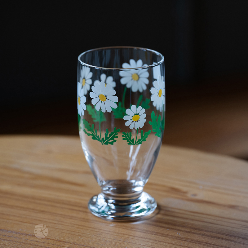 日本 《石塚硝子》復古野花高腳杯
