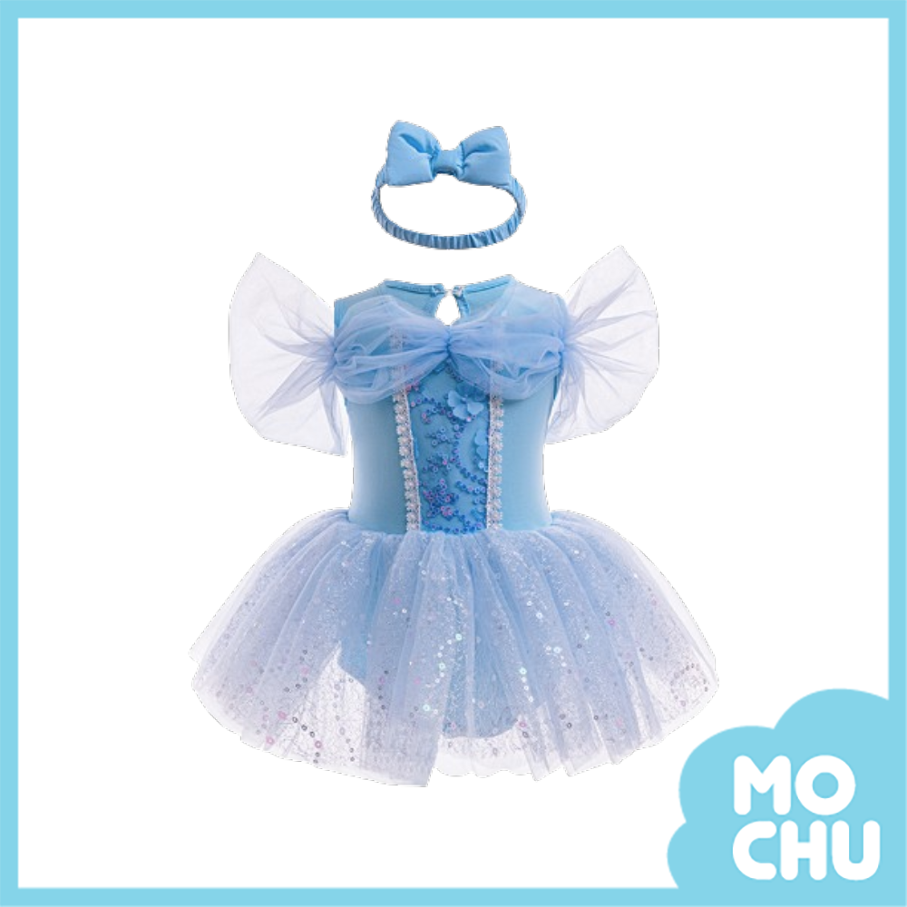 亮片刺繡紗紗袖包屁衣