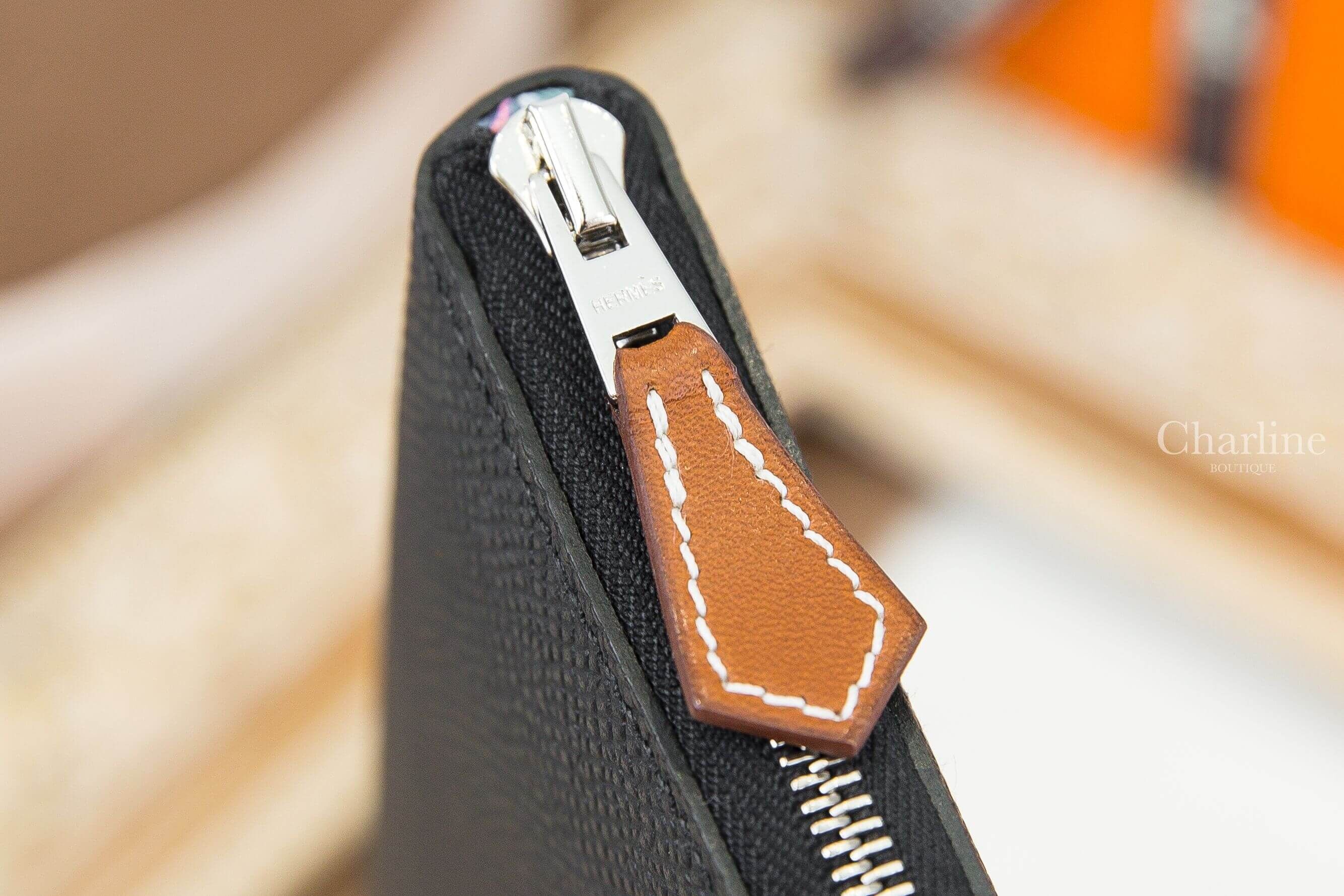 Hermès Silk'in Classique Long Wallet 89 Noir Epsom 黑色絲巾拉鍊長夾