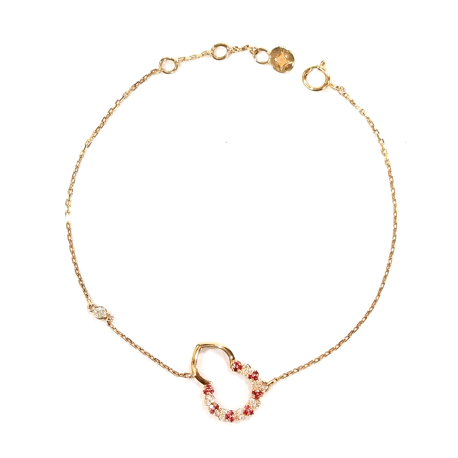 18K玫瑰金紅寶石天然鑽石葫蘆手鏈