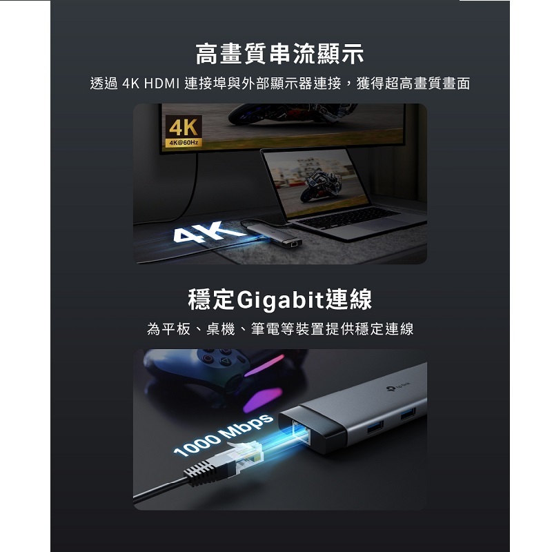 米特3C數位–TP-LINK UH9120C USB Type-C 九合一集線器 HUB 轉接器 9埠 PD快充