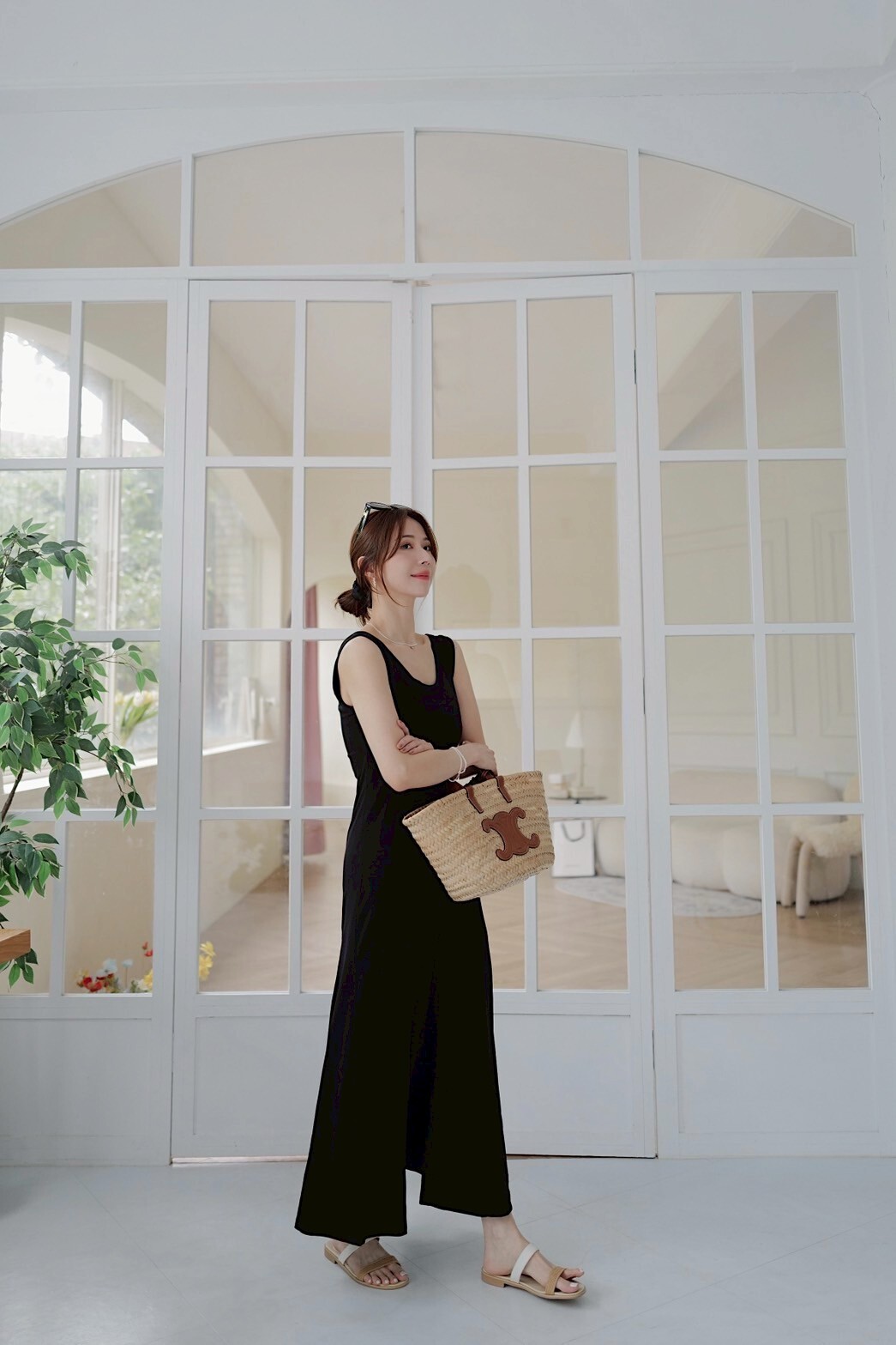 (現貨) Ｖ領傘狀棉質長洋裝 GE16