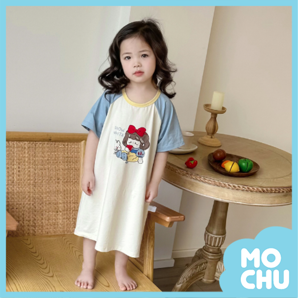 白雪公主短袖家居連身裙