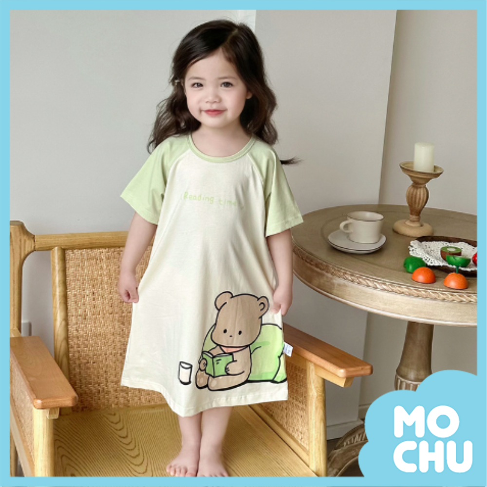 讀書熊短袖家居連身裙