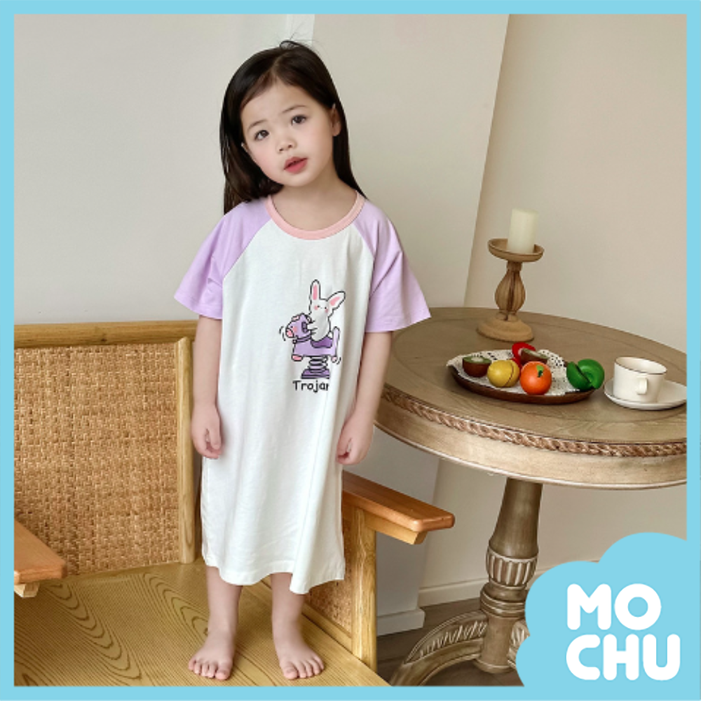 紫木馬短袖家居連身裙