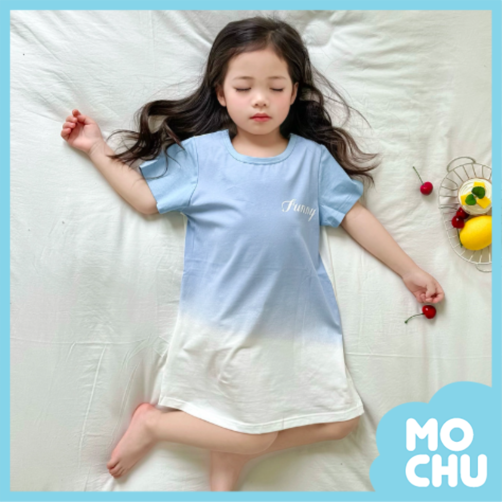 繽紛藍短袖家居連身裙