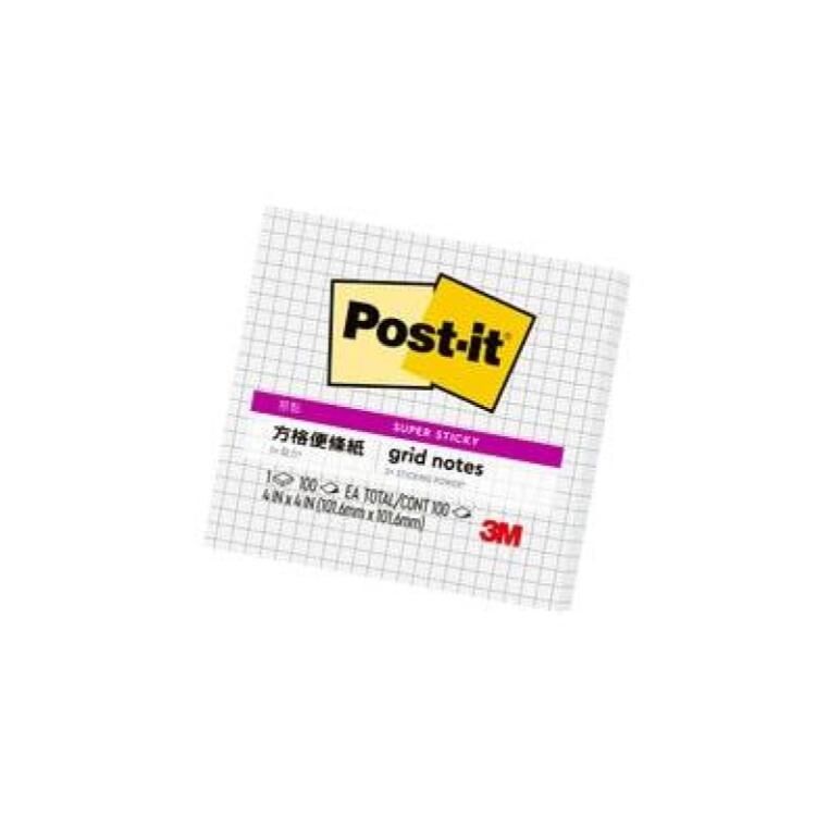 3M 640S-GRID白色98.4x98.4mm方格狠黏便條紙